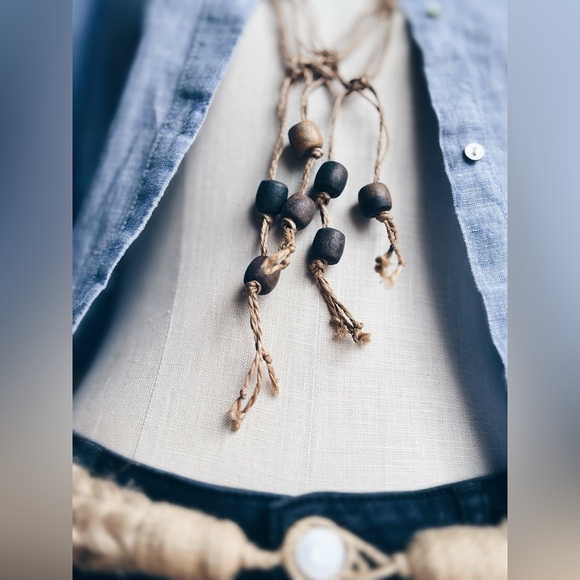 Necklace / 70’s HEMP & CLAY / VINTAGE - Picture 7 of 12